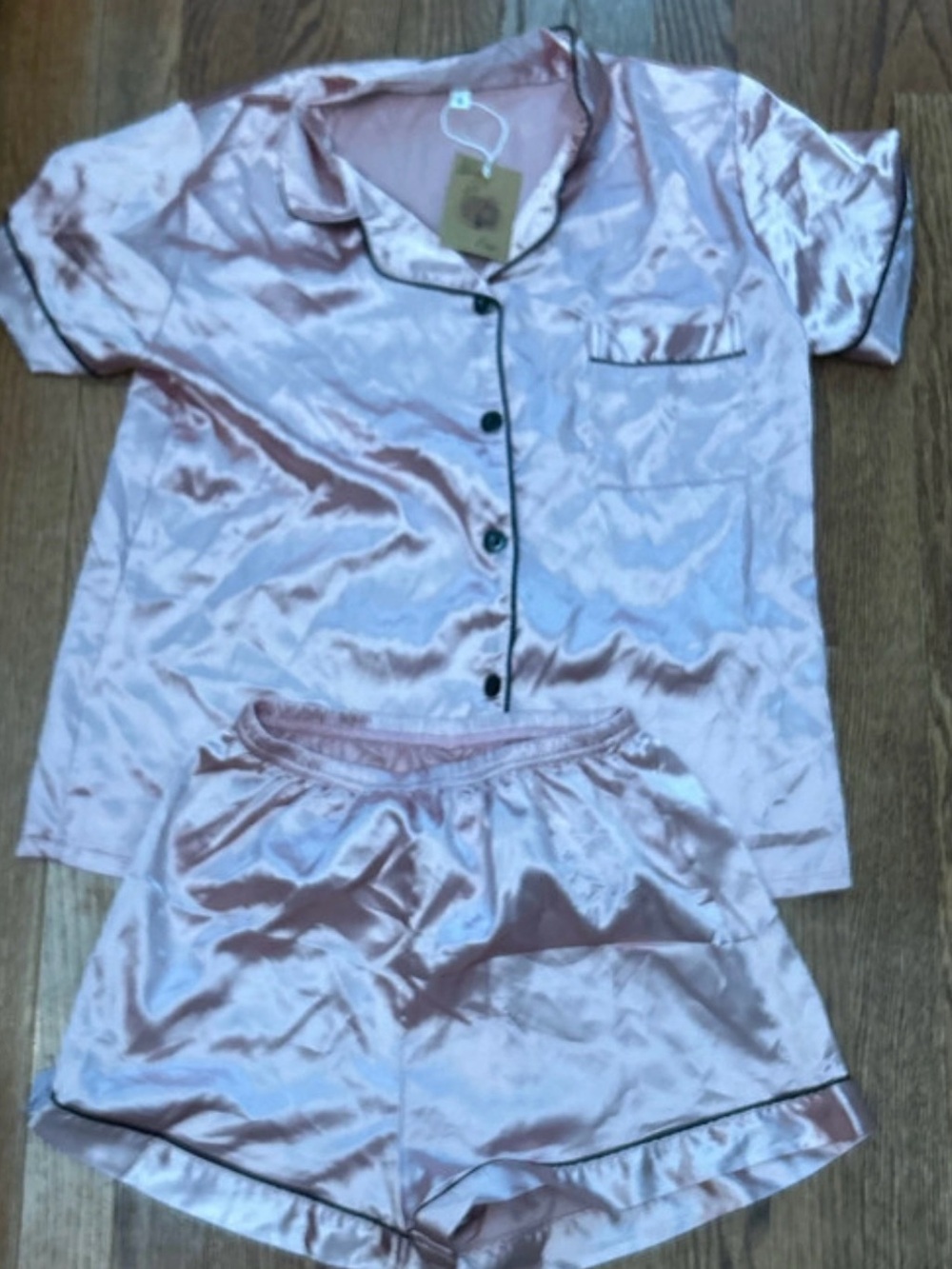 Women's Satin Short Pajama Set - Blush Pink